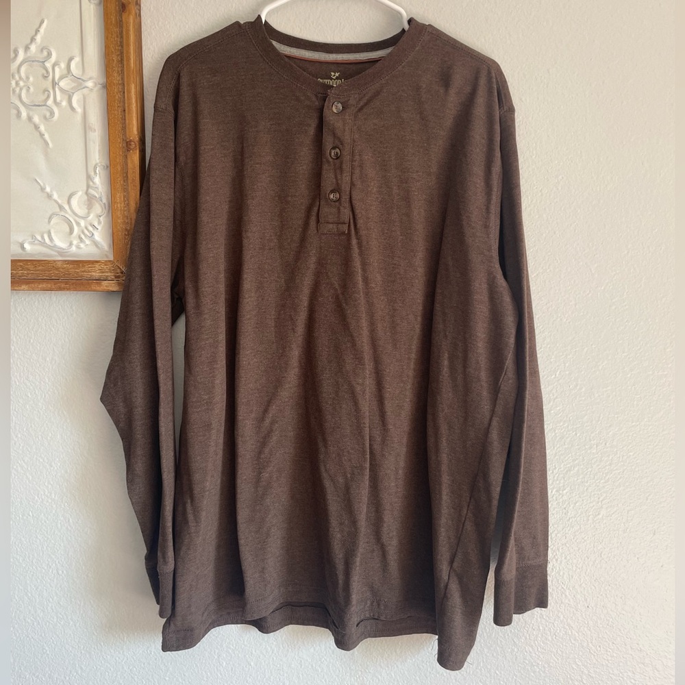 Outdoor Life men’s long sleeve shirt size XL brown buttons wilderness sueded